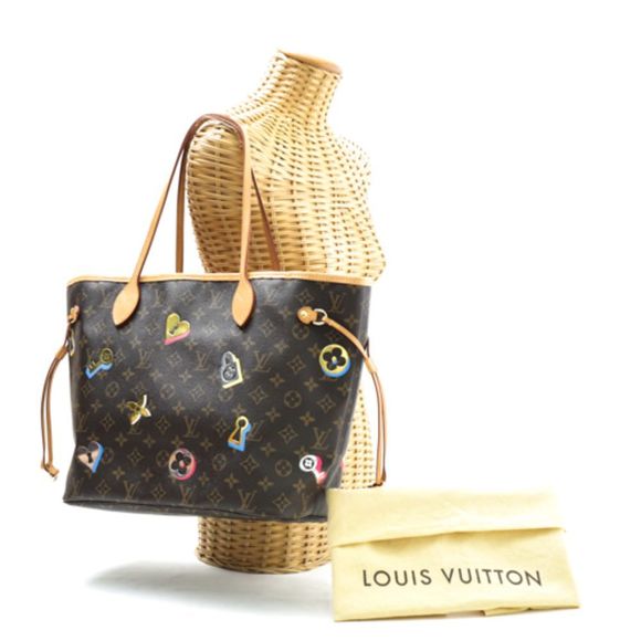 Louis Vuitton Tote Bag Neverfull Lovelock Monogram Leather Brown MM Shoulder Bag - Picture 1 of 6